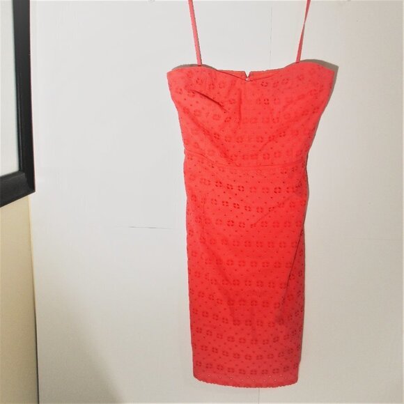 J. CREW CORAL STRAPLESS EYELET LACE DRESS NWT SZ 2 - Picture 2 of 11